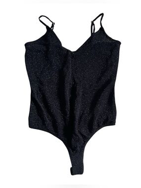 Revamped Black Sparkle V-Neck Bodysuit